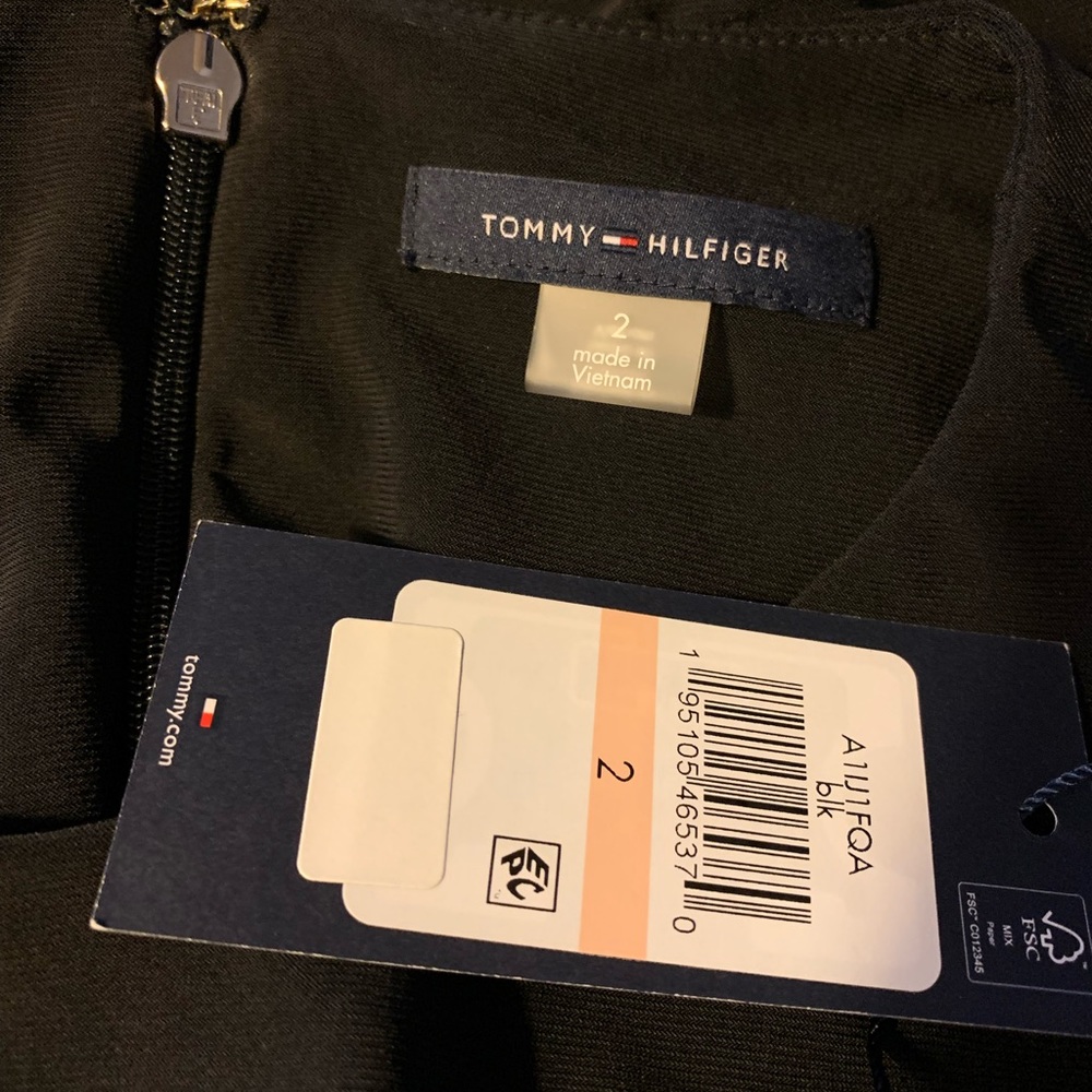 Tommy Hilfiger Ruched Waist Puffed Sleeve Midi Dress - Picture 11 of 15